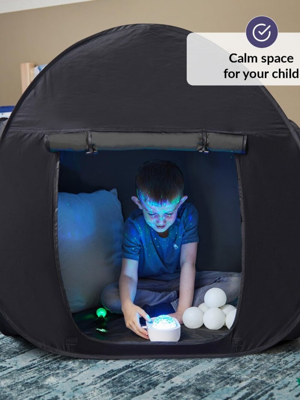 Pop-Up Blackout Sensory Tent for Kids – Calming Hideaway Play Tent, Small